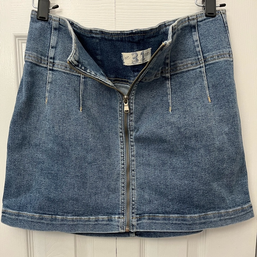 We The Free Denim Front Zip Mini